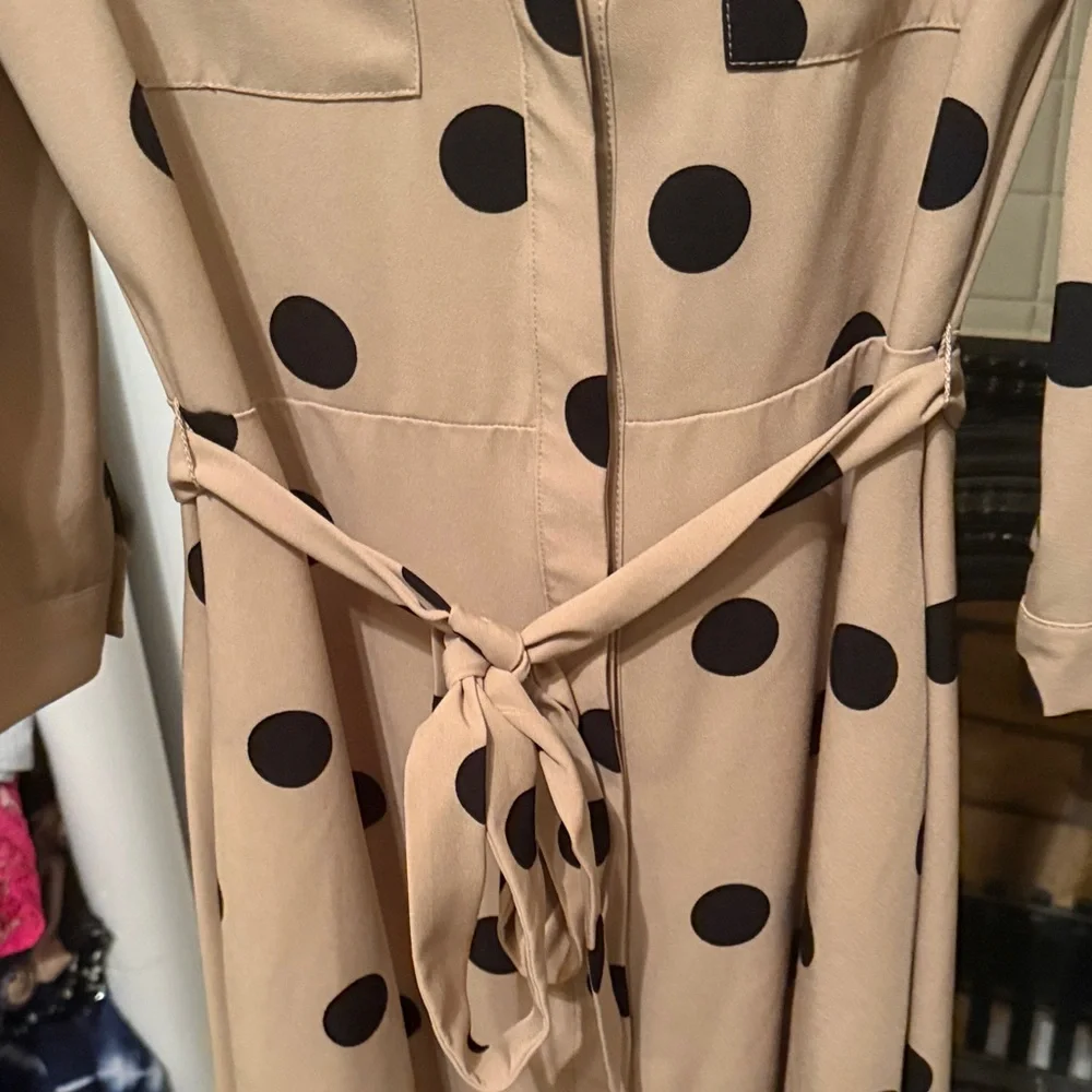 New York &‎ Company  Dress with Black Polka Dots- worn a few times
